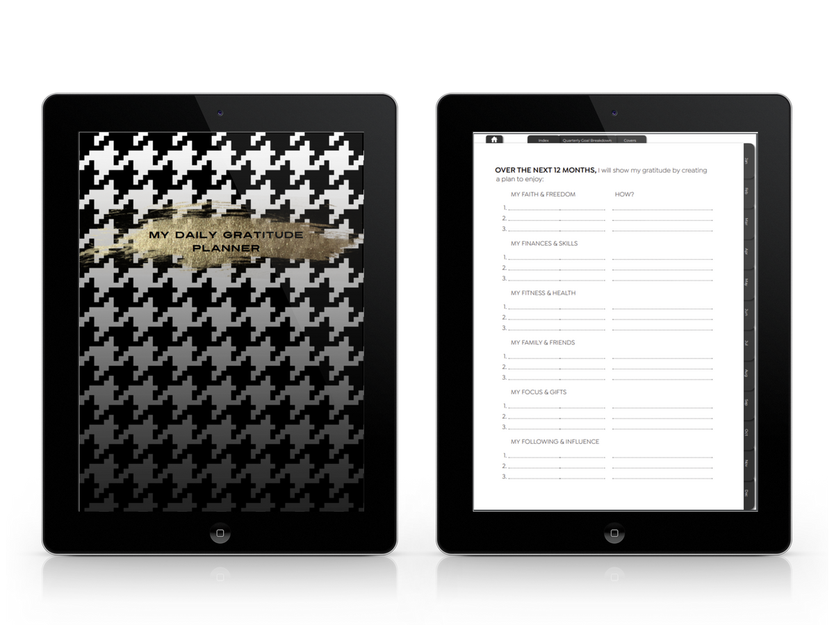 Digital Daily Planner - Black Bundle | Prayer & Gratitude Journal | GoodNotes PDF