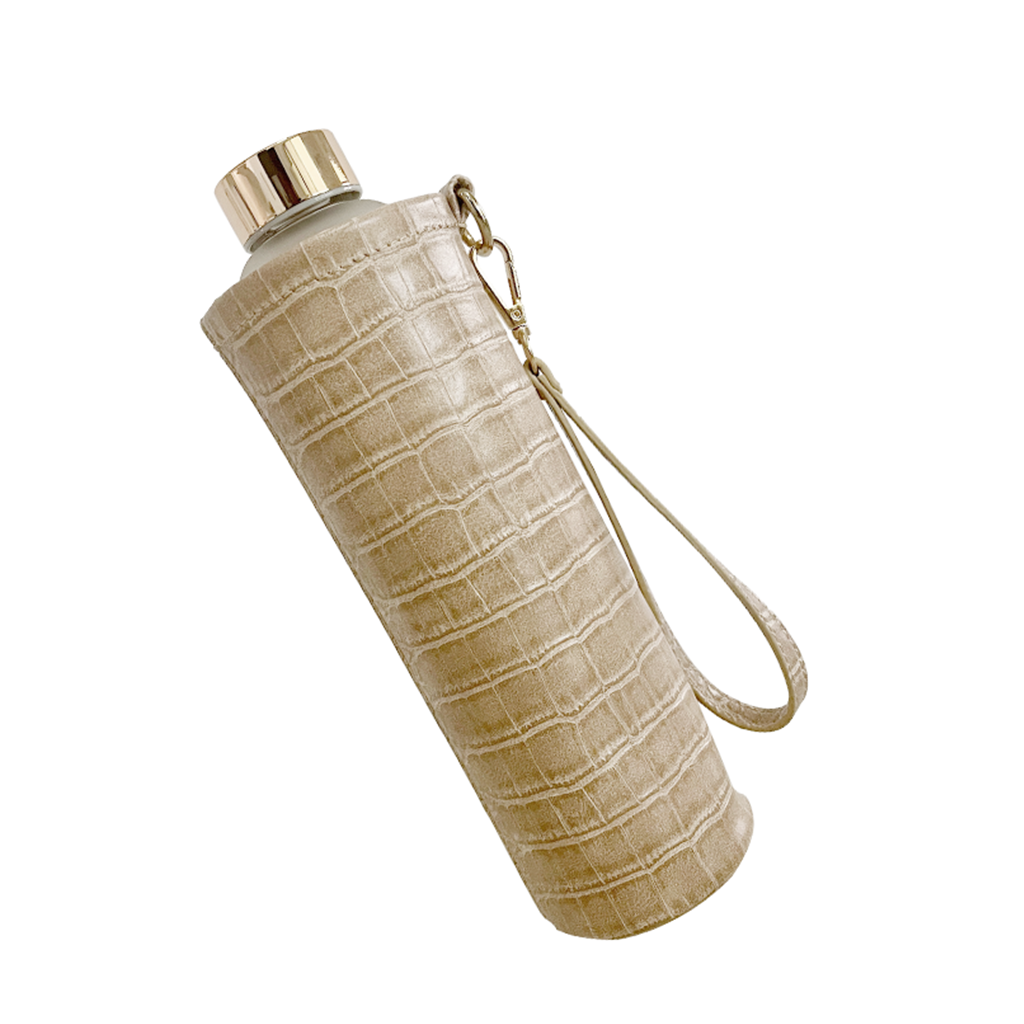 Beige Croco Water Bottle Sleeve Chic Taupe