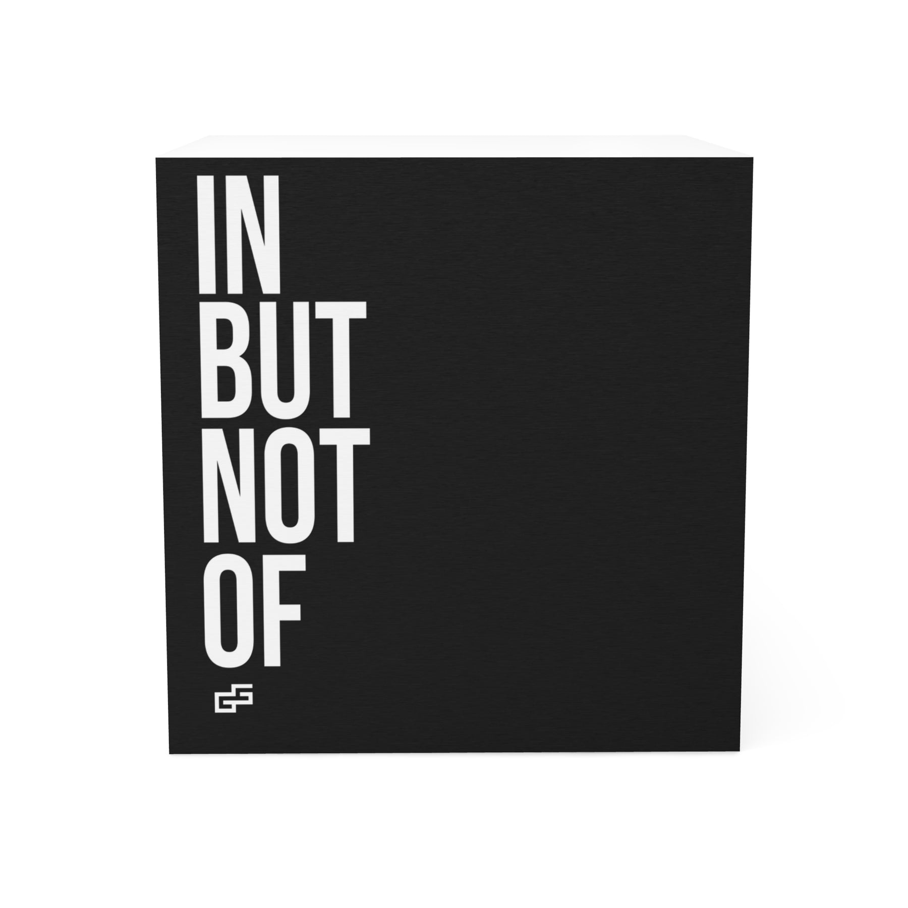 Bold "IN BUT NOT OF" Sticky Note Cube - Beige | Monochrome Mini Memo Pad