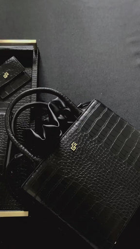 Black Croco Elegant Planner Bundle for Prayer and Planning, with Purse