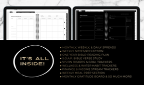 One Year Digital Faith Planner - Christian Daily Journal GoodNotes - Gratitude Weekly Overview