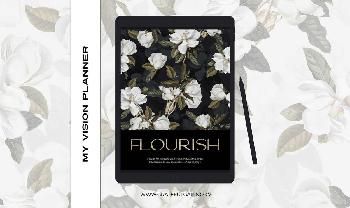 Flourish Vision Planner | Digital & Interactive PDF | New Year Reset