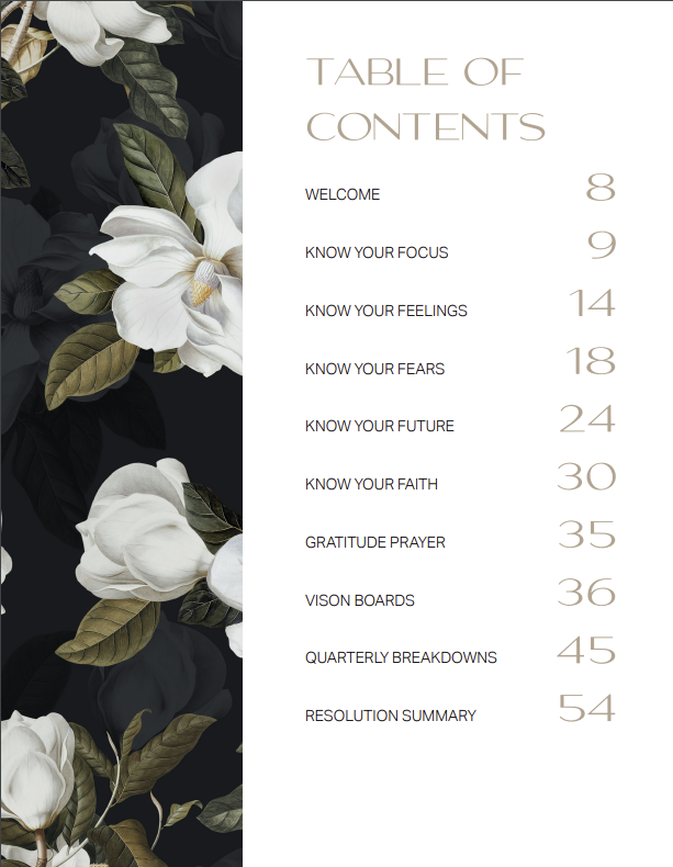 Flourish Vision Planner | Digital & Interactive PDF | New Year Reset