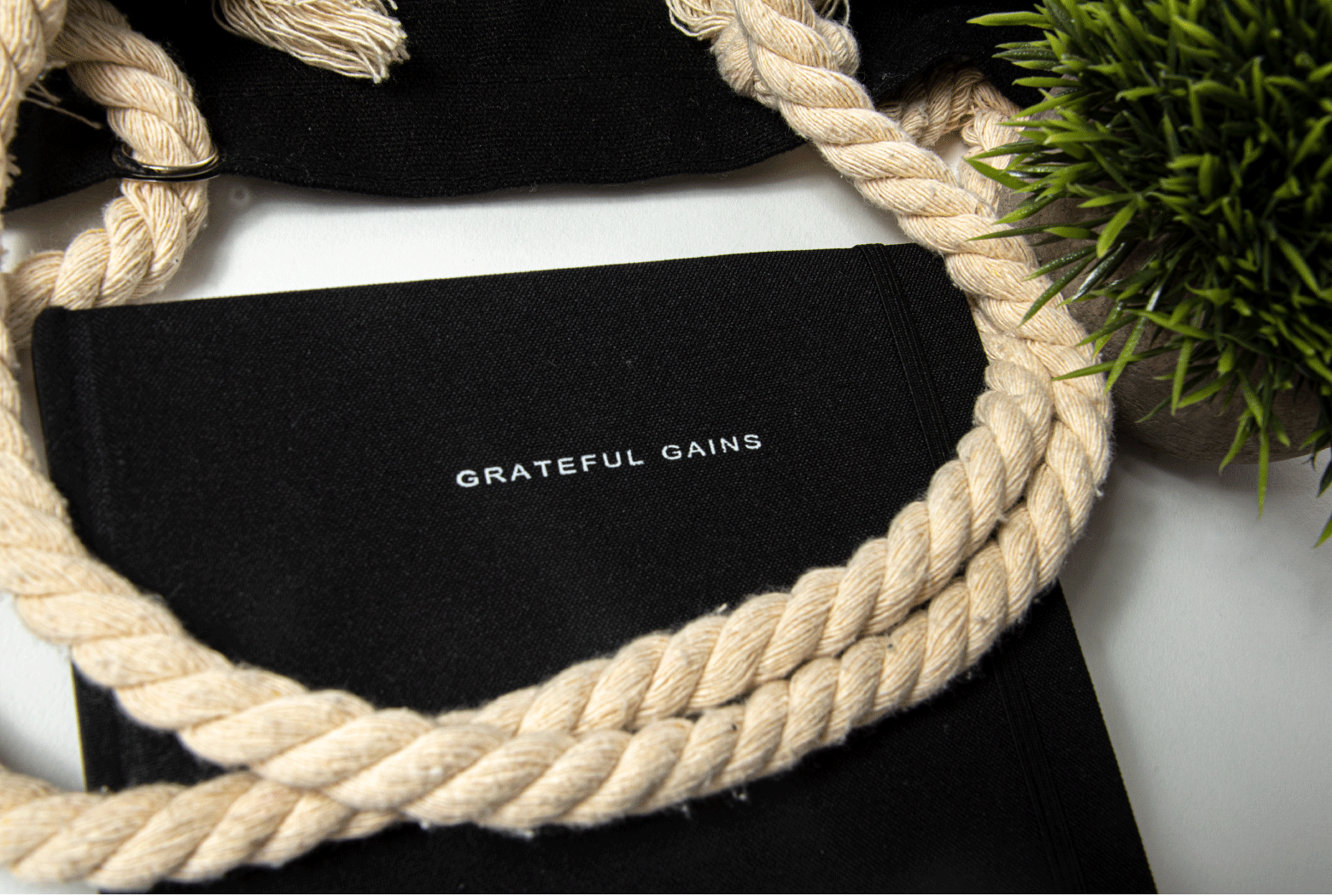 Black Linen Planner with Matching Beach Tote - Christian Gift Bundle - Good News Text