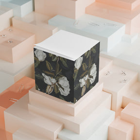 Flourish Sticky Note Cube - Dark | Mini Floral Notepad | Magnolia Memos